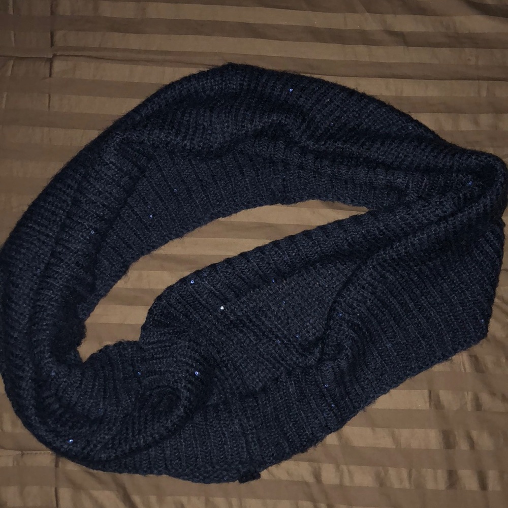 Navy Blue Infinity Scarf with Sequins